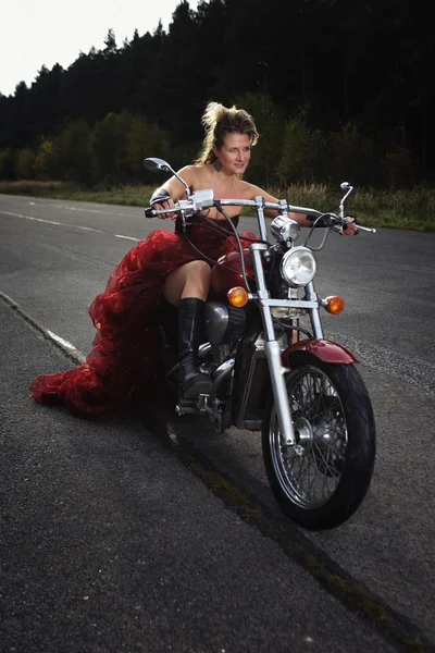 Woman biker — Stock Photo, Image