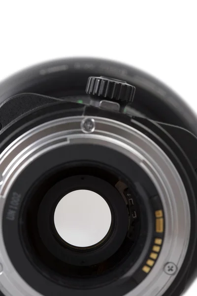Photo tilt-shift lens detail isolated on background in studio — Stock Photo, Image