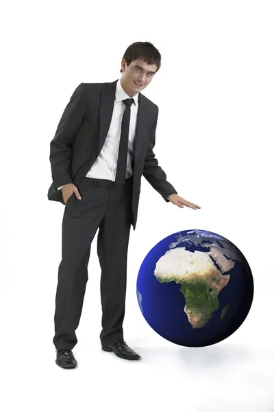 地球の球体を持つ男 — ストック写真