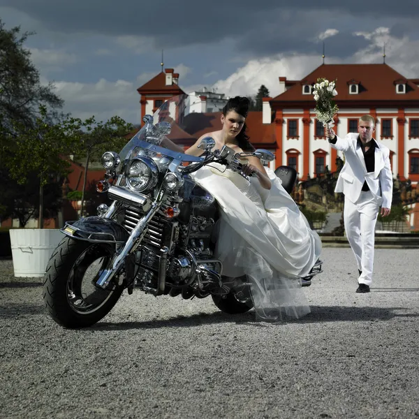 Biker bride — Stock Photo, Image
