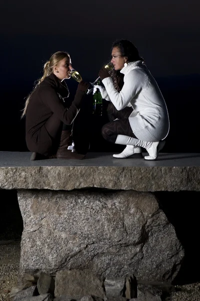 Zwei Freunde auf dem Felsen — Stockfoto