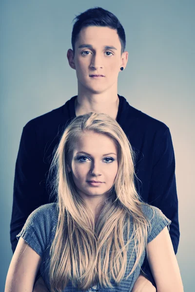 Loving couple in studio — Stock Photo, Image