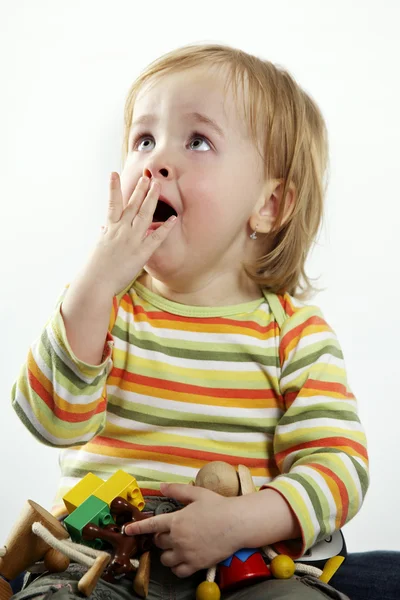 Little girl in studio with mother — Stock Photo, Image