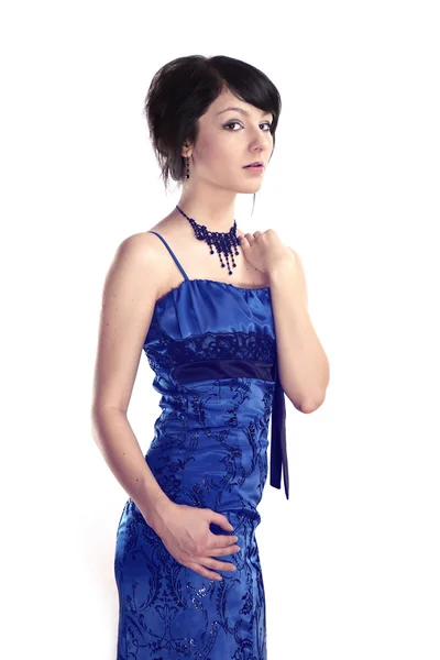 Jovencita vestida de azul — Foto de Stock