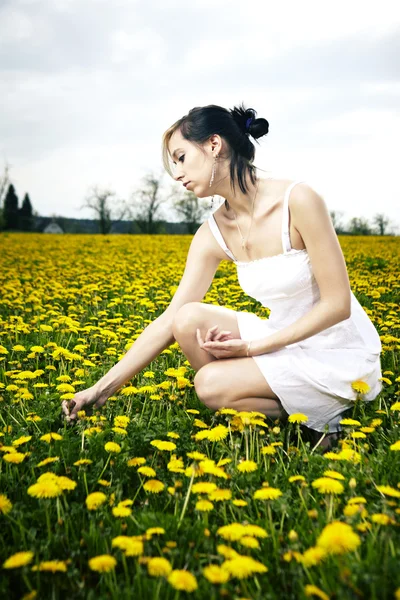 Modelo femenino joven en el prado al aire libre —  Fotos de Stock