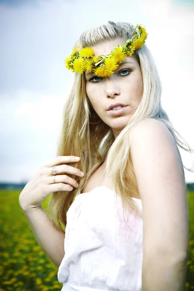 Young female model on outdoor meadow — Stock Photo, Image