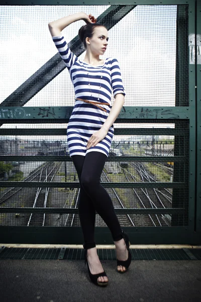 Girl in summer time on outdoor — Stock Photo, Image