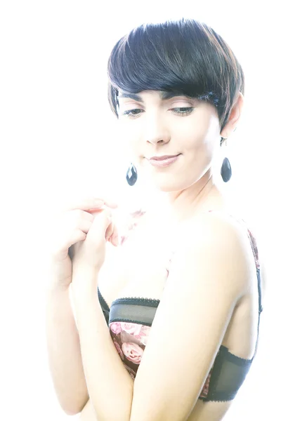 Young short hair brunette woman — Stock Photo, Image