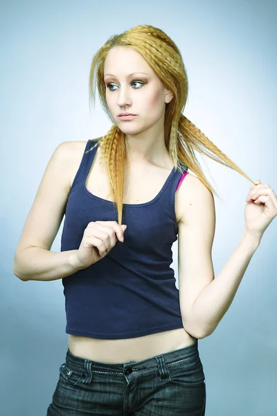 Blonde girl in studio — Stock Photo, Image