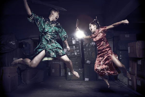 Asiático pareja lucha —  Fotos de Stock