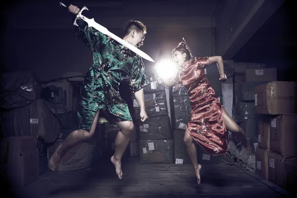 Asian couple fighting — Stock Photo, Image