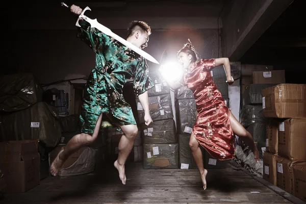 Asiático pareja lucha — Foto de Stock