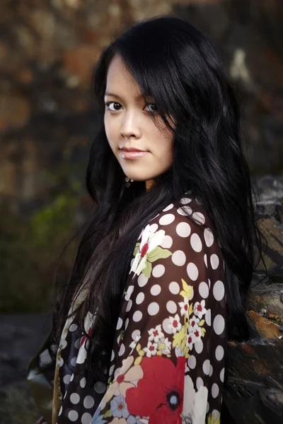 Brunette girl posing outdoor Stock Photo