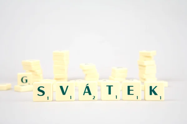 用单词"svatek 的多维数据集" — 图库照片