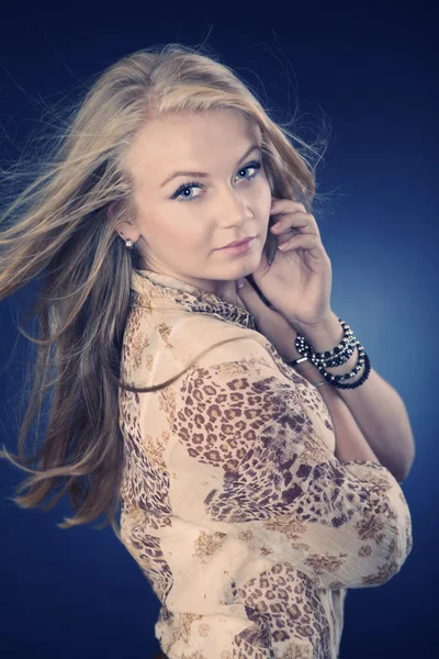 Nice blonde lady posing in studio — Stock Photo, Image