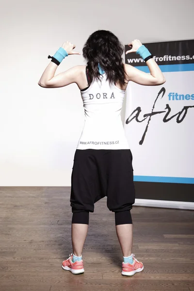 Fitness lady in branded dress — Stock Photo, Image