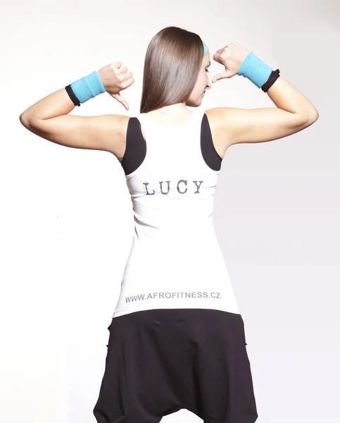 Fitness instructeur lucy — Stockfoto