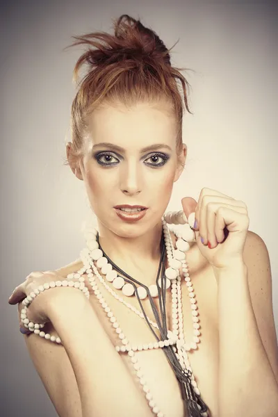 Nice looking redhead lady posing in studio — Stock Photo, Image