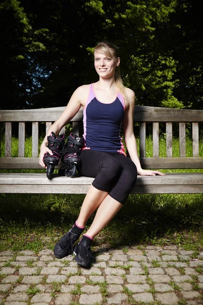 Fancy skating girl posing for portrait — Stock Photo, Image