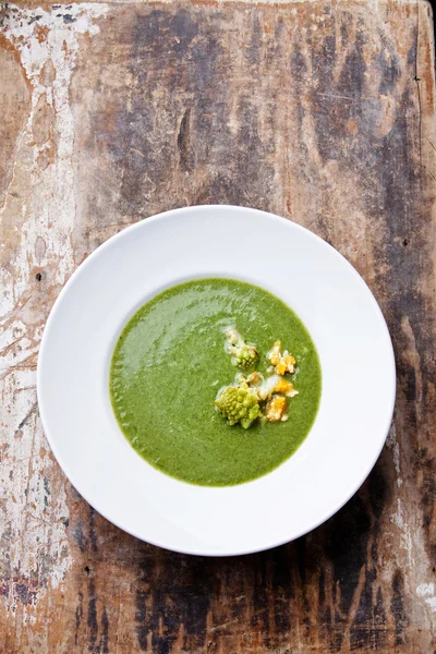 Cauliflower Romanesco soup in white bowl — Stock Image Cauliflower Romanesco soup in white bowl Stock Picture
