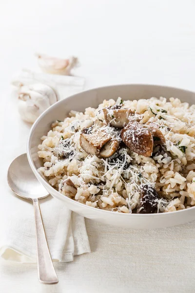 Wild mushrooms risotto with parsley and parmesan — Stock Image Wild mushrooms risotto with parsley and parmesan Royalty Free Stock Photos