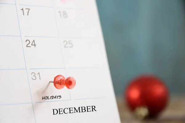 Rode Pin December 2021 Dagboek Calendar Concept Gelukkig Nieuwjaar Vooravond — Stockfoto