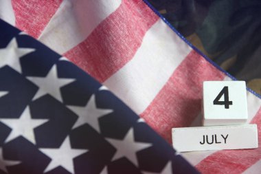 Birleşik Devletler bayrağı. Bağımsızlık Günü. ABD 4 Temmuz 'u kutladı.