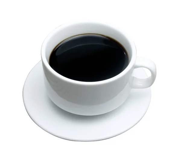 Μαύρος Καφές Φλιτζάνι Που Απομονώνεται Λευκό Φόντο — Φωτογραφία Αρχείου