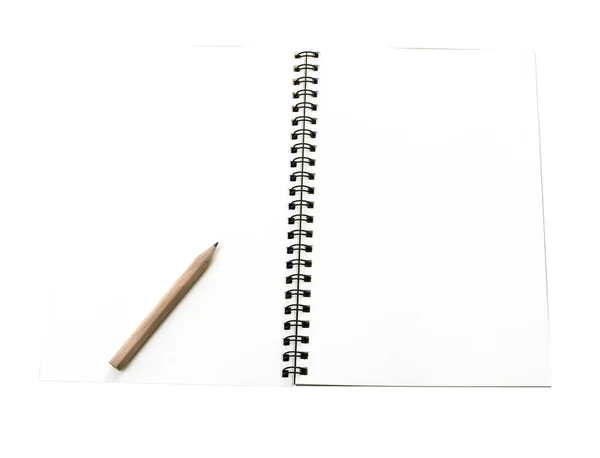 Σημειωματάριο Και Μολύβι Που Απομονώνονται Λευκό Φόντο — Φωτογραφία Αρχείου