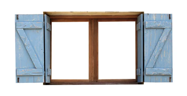 Stare Drewno Okno Ramki Izolowane Białym Tle — Zdjęcie stockowe