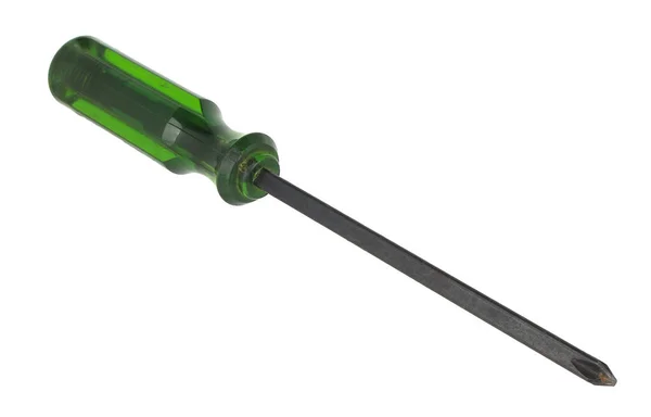 Green Screwdriver Isolated White Background — Stock Photo, Image