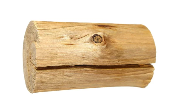 Kawałek Drewna Izolowany Białym Tle — Zdjęcie stockowe