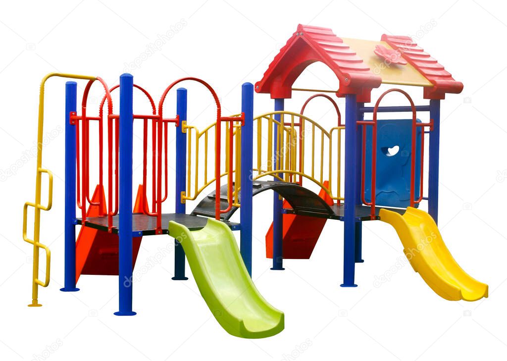 Colorful playground for children isolated on white background