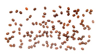 Beyaz arka planda izole kahve çekirdekleri