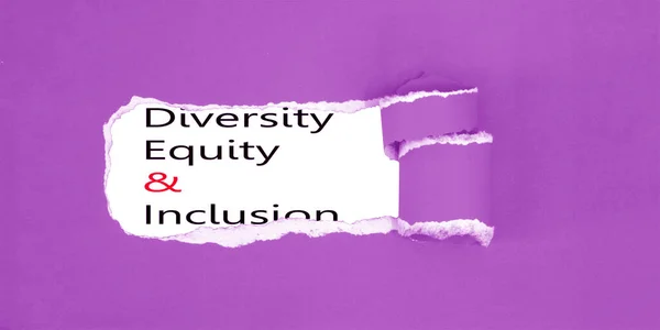 Diversidade Equidade Inclusão Por Trás Papel Rasgado Conceito Dei — Fotografia de Stock