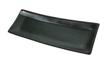 Boş porselen, beyaz arkaplanda izole edilmiş seramik plaka