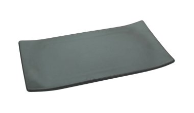 Boş porselen, beyaz arkaplanda izole edilmiş seramik plaka