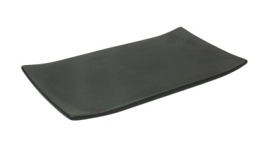 Boş porselen, beyaz arkaplanda izole edilmiş seramik plaka