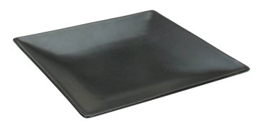 Boş porselen, beyaz arkaplanda izole edilmiş seramik plaka