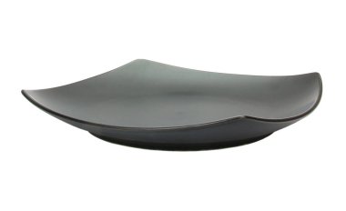 Boş porselen, beyaz arkaplanda izole edilmiş seramik plaka