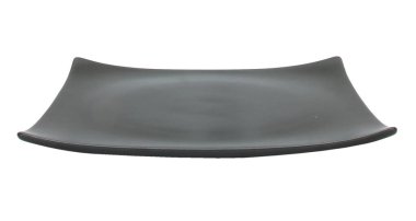 Boş porselen, beyaz arkaplanda izole edilmiş seramik plaka