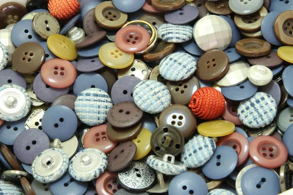 Multi Colored Sewing Buttons Different Sizes Shapes Background — Stock Photo, Image