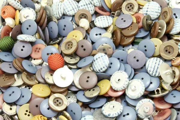 Botões Costura Multi Coloridos Diferentes Tamanhos Formas Fundo — Fotografia de Stock