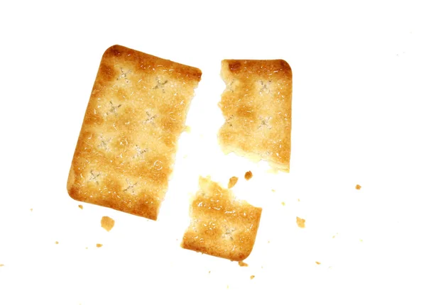 Whole Wheat Sandwich Cracker Cream Broken Crushed Isolated White Background — Stock Photo, Image
