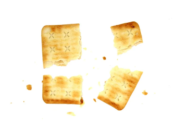 Whole Wheat Cracker Broken Crushed Isolated White Background Clipping Pat — Stock Photo, Image