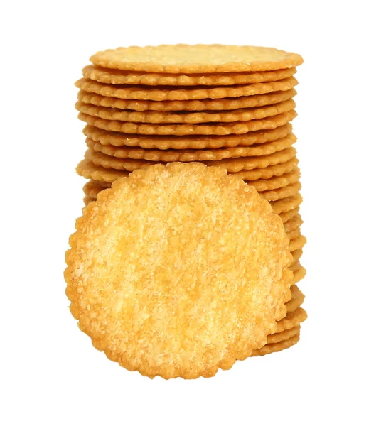 Zásobník Kolo Cracker Izolované Bílém Pozadí Ořezávání Cesta — Stock fotografie