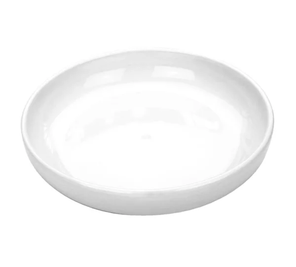 Vide Porcelaine Assiette Céramique Isolée Sur Fond Blanc — Photo