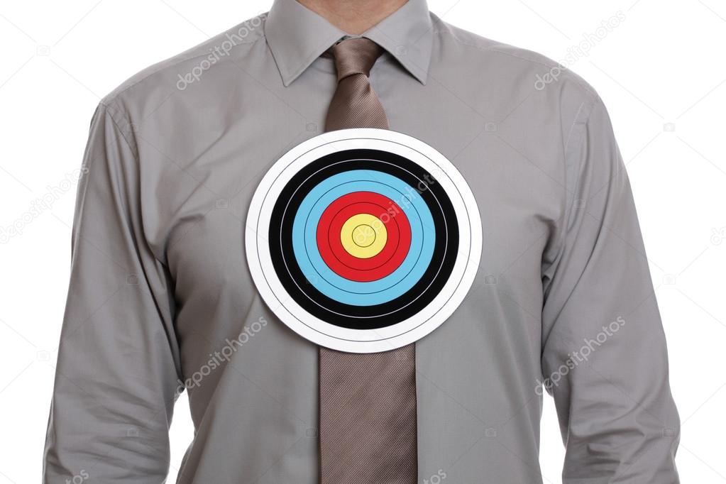 Target symbol on businessman chest