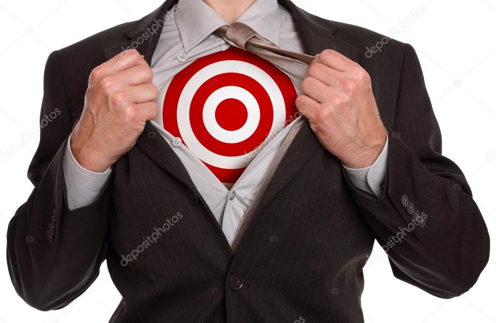 Businessman with Bulls Eye Target on Shirt Stock Image - Image of