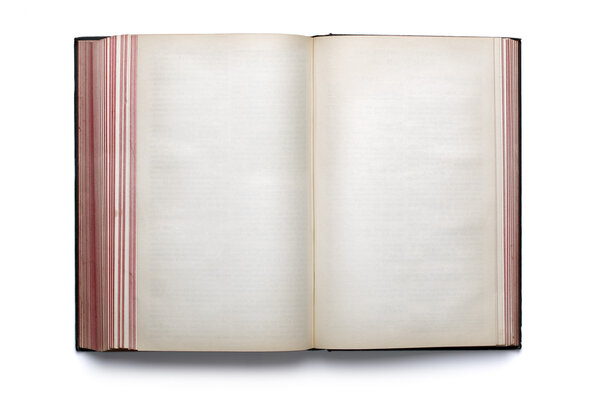 Blank open hardback book